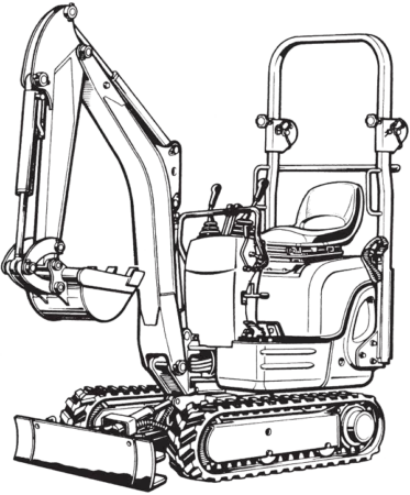 k008-3-black-white mini excavator black and white image