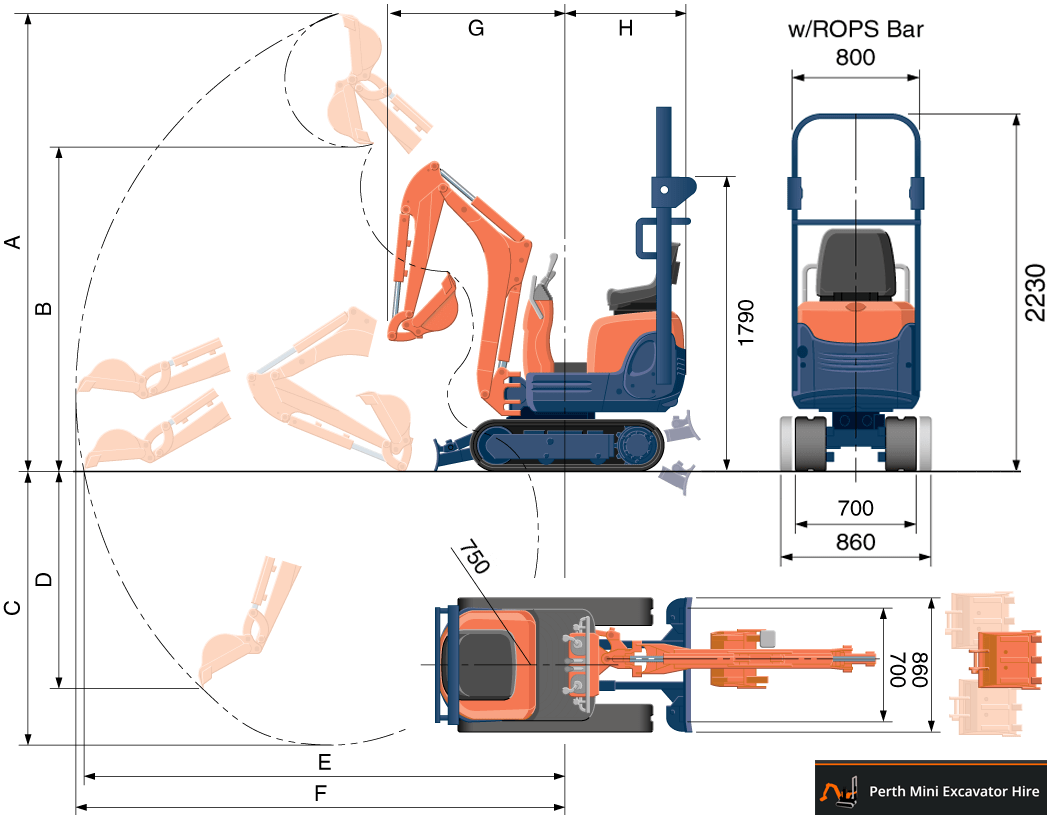 1t mini excavator specs